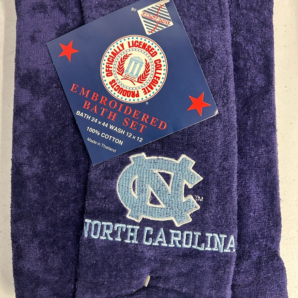 North Carolina Embroidered Bath Towel Set - Blue